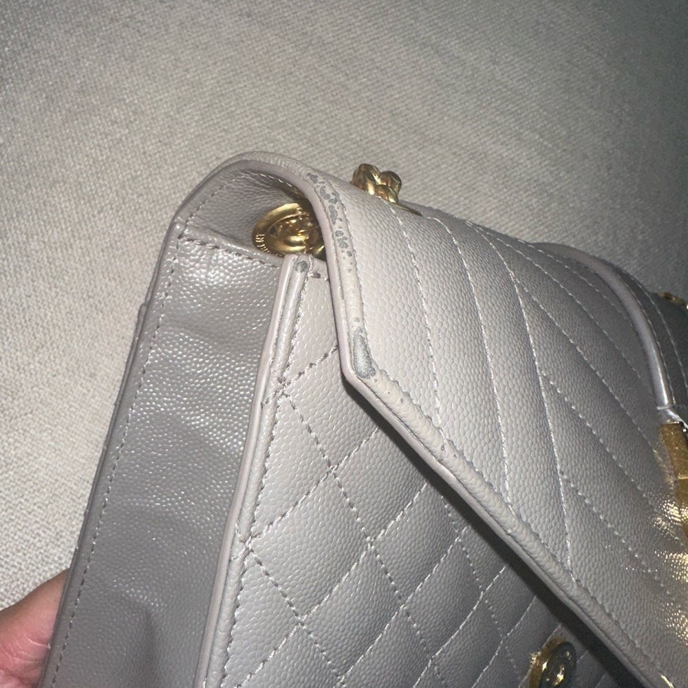 Yves Saint Laurent Gray Quilted Leather Chain Bag - Picture 10 of 16